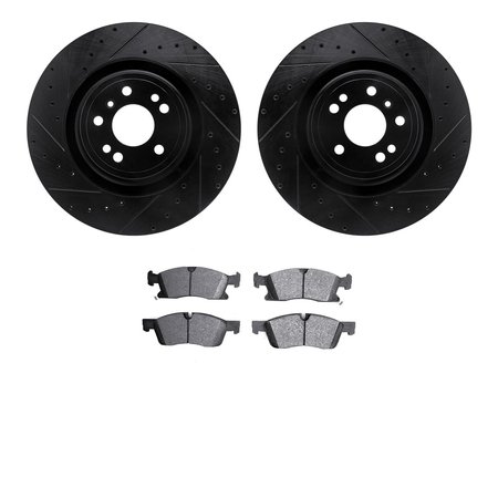 DYNAMIC FRICTION CO 8302-63147, Rotors-Drilled and Slotted-Black with 3000 Series Ceramic Brake Pads, Zinc Coated 8302-63147